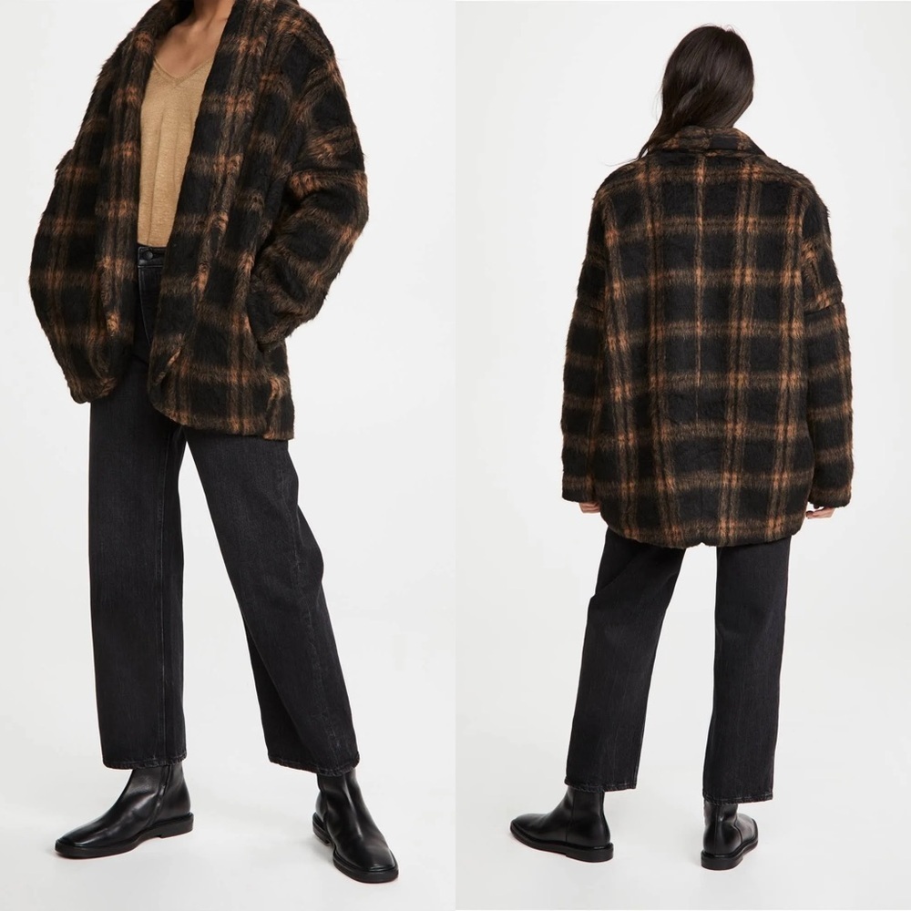 NWOT Amanda Uprichard Aspen Oversized Sweater Cardigan Jacket Plaid - Large